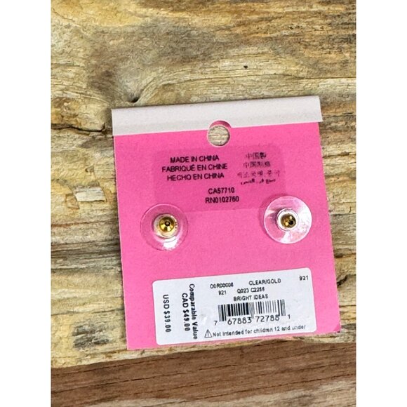 Kate Spade New York Clear Gold Cubic Zirconia Stud Earrings - Picture 4 of 5